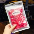 Set van zachte kinderhaarelastiekjes met roze en rode mini handdoek scrunchies meisjes - 50 stuks zak / Roze tinten