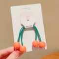 Children's high elastic hair tie with orange double-headed beads for high ponytail - Round Ball Style / Orange Round Ball (1 Piece)