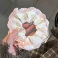 Coletero de encaje rosa estilo ballet con lindo estampado de conejo y lazo. - Oso con Lazo Rosa