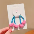 Cute pink heart-shaped charms on blue high elastic hair bands for children's hair - Heart Pattern Style / Rose Red Heart (1 Piece)