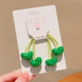 Children's vibrant green heart-shaped candy color elastic hair ties for ponytails - Heart Pattern Style / Green Heart (1 Piece)