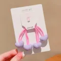 Set of 4 high elastic pink hair ties with cute purple resin hearts for girls hair styling - Heart Pattern Style / Purple Heart (1 Piece)