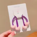Purple children's elastic hair ties featuring cute pink glossy heart beads on display card - Heart Pattern Style / Pink Heart (1 Piece)