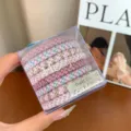 Set of premium braided pink elastic hair bands in a clear gift box for ponytails - 8-Piece Boxed Set / Pinkish