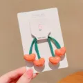 High elastic children's hair ties featuring vibrant orange heart charms and green bands - Heart Pattern Style / Orange Heart (1 Piece)