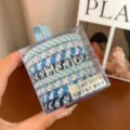 Elegant set of blue braided high-elastic hair ties presented in a clear gift display box - 8-Piece Boxed Set / Blue Series