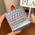 Set of woven high-elasticity hair bands in a clear decorative gift box, multi-color style - 8-Piece Boxed Set / Pink and Blue Series