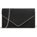 Elegante schwarze Abendtasche mit goldener V-Verzierung und feiner Kette aus Metall - Standardausführung / Schwarz