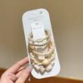 Set aus hochwertigen elastischen Haargummis in Beige- und Cremetönen für Frauen - 5er-Pack / Beige