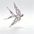Detailed macro view of the sparkling crystal swallow brooch with a pink center stone. - Purple Multi-color