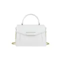 Elegante bolso de mano blanco con efecto cocodrilo, cadena dorada y asa superior - Blanco