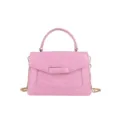 Elegante bolso de mano de PVC rosa con patrón de cocodrilo y cadena dorada de moda - Rosa