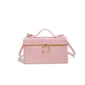 Elegant pink crocodile pattern vanity box bag with gold zipper and shoulder strap - Pink