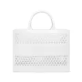 Stylish white hollow PVC beach tote bag with large capacity storage for travel use - Hollow Handbag Style / Medium Size (27*10*20cm) / White