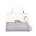 Elegante weiße Retro-Tasche mit transparentem PVC-Paneel und stabilem Tragegriff für Damen - Gebrochenes Weiß