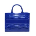 Bright blue PVC hollow-out beach tote bag with large capacity for travel and storage - Hollow Handbag Style / Medium Size (27*10*20cm) / Sapphire Blue