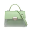 Stilvolle hellgrüne Retro-Handtasche mit transparentem Panel und Silberverschluss - Grün