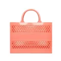 Large coral peach PVC hollow beach tote bag with lattice pattern for summer travel - Hollow Handbag Style / Medium Size (27*10*20cm) / Orange