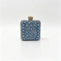 Luxurious silver evening clutch bag for women adorned with sparkling blue crystals. - 12.5x7x15cm / Sky Blue