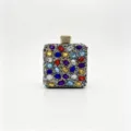 Luxury multi-colored rhinestone evening clutch bag with teardrop stones for party - 12.5x7x15cm / Multicolor Rhinestone (Silver)