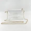 Detailed view of a fashionable clear jelly crossbody small bag with elegant gold chain strap - 20*4*14cm / Gold