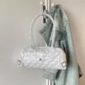 Fashionable transparent PVC underarm bag featuring white polka dots and silver buckle - 28*8*12 / White