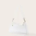 Gedetailleerd beeld van een transparante PVC schoudertas met witte rits en goud accenten - Eén maat / Helder Wit