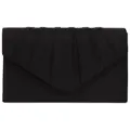 Detailansicht einer schwarzen gefalteten Abendtasche aus Wildleder für Damen - Plissierter Stil / Schwarz