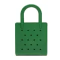 Large green waterproof PVC beach tote bag with perforated hole design for storage - Dark Green