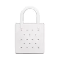 Minimalist white perforated PVC beach bag with waterproof and durable storage design - White