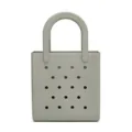 Light grey waterproof PVC beach tote bag with perforated hole design for summer outings - Bean Green