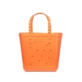 Vibrant orange PVC jelly beach bag featuring stylish rivets and star cutouts - Orange