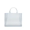 Large capacity clear PVC beach tote bag featuring hollowed out lattice pattern design - Hollow Handbag Style / Medium Size (27*10*20cm) / Clear
