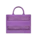 Purple lattice hollow-out PVC beach tote bag, large capacity travel storage handbag - Hollow Handbag Style / Medium Size (27*10*20cm) / Purple