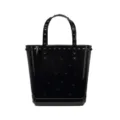 Stylish black PVC jelly tote bag featuring chic rockstud details and star patterns. - Black