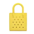 Yellow waterproof PVC beach tote bag with perforated holes for easy cleaning - Yellow
