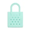 Stylish mint green PVC beach bag with perforated holes, waterproof and durable tote - Light Green