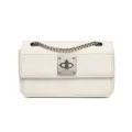 Elegante borsa a tracolla trapuntata bianca con chiusura argento - Bianco