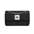 Elegante borsa a tracolla trapuntata nera con catena argentata e chiusura in metallo - Nero