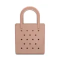 Modern waterproof dusty rose PVC beach tote bag with perforated hole design pattern - Deep Pink