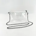 Detailed view of clear PVC jelly crossbody bag featuring a sleek black metal chain strap - 20*4*14cm / Black