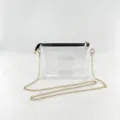 Detailed view of a clear PVC crossbody bag with a gold chain and black zipper closure. - 20*4*14cm / Black Zipper Style