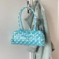 Chic light blue polka dot PVC jelly shoulder bag with trendy aesthetic design - 28*8*12 / Blue