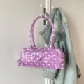 Trendy purple PVC underarm bag with white polka dots and transparent jelly texture - 28*8*12 / Purple