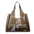 Elegante borsa tote in PVC trasparente marrone con stampa di lettere e grande spazio - Marrone