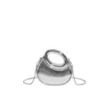 Chic silver acrylic evening bag with pleated texture and moon shape - Silver