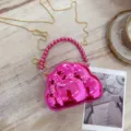 Mini sac de soirée chic rose métallisé en forme de nuage avec chaîne dorée élégante - Rose