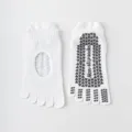 Women white five toe grip yoga socks breathable non slip pilates fitness athletic socks - One Size / Pure White