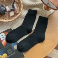 Calcetines de invierno negros gruesos y cálidos para hombre, cómodos calcetines de rizo térmico. - Talla única / Negro