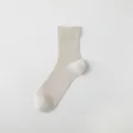 Men's beige summer thin breathable mesh mid-calf silk socks comfortable casual wear variant - Free Size 39-44 / Crew Socks - Beige Gray